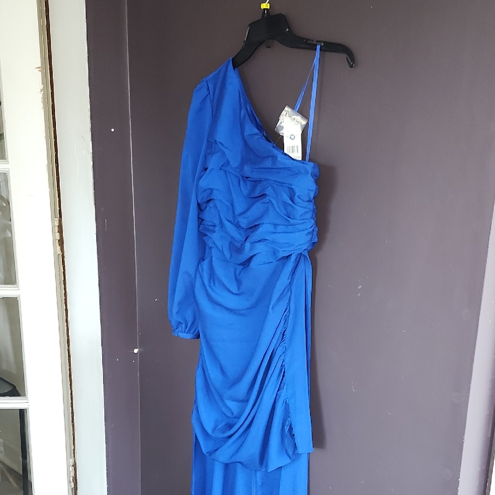 bebe One-Shoulder Royal Blue Dress